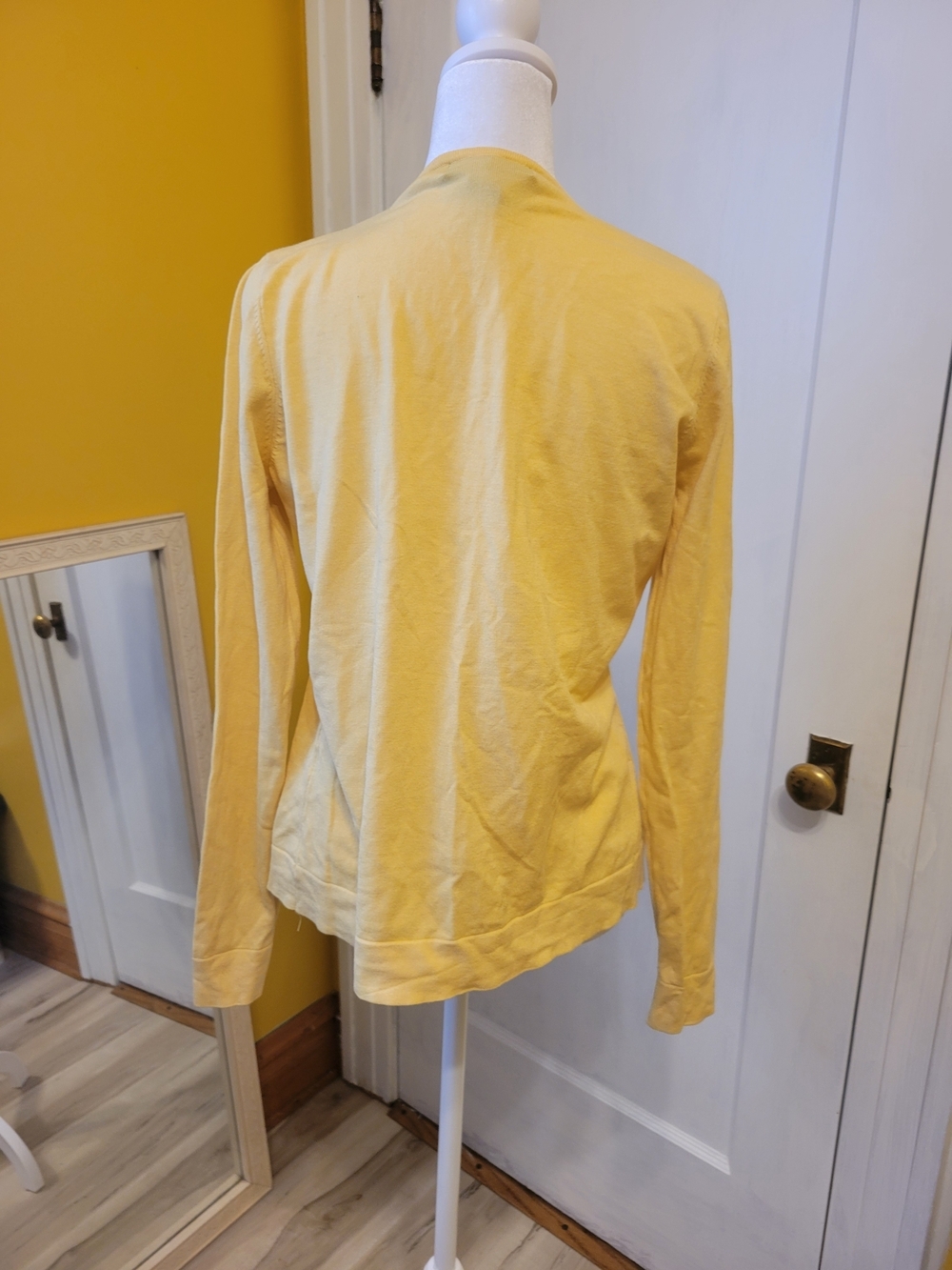 august silk Yellow Button Down Top PTP 17" - Picture 3 of 8